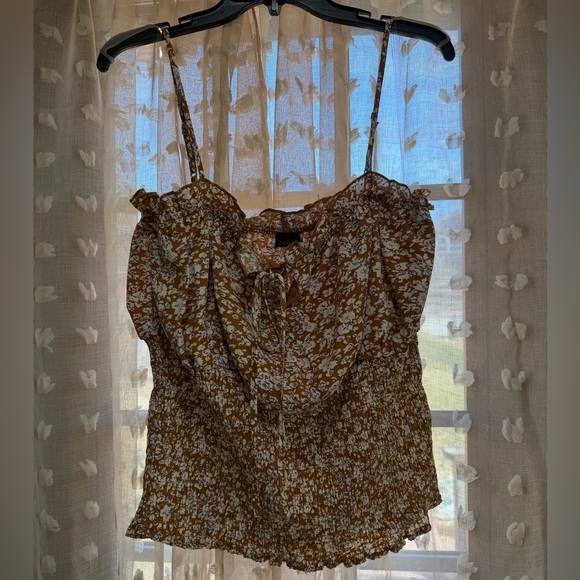 NWT boutique Smocked Floral Cami Tank Top in Mustard size 3x spring summer - Picture 2 of 6